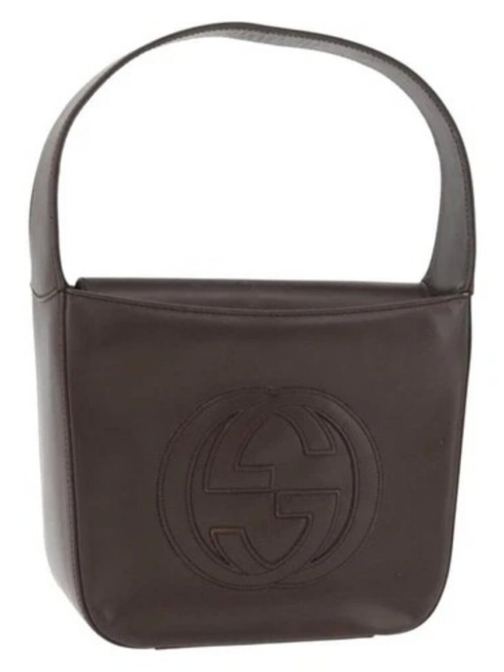 GUCCI Hand Bag Patent leather Brown Auth ar13416